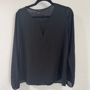 Forever 21 Semi Sheer Black Long Sleeve Top